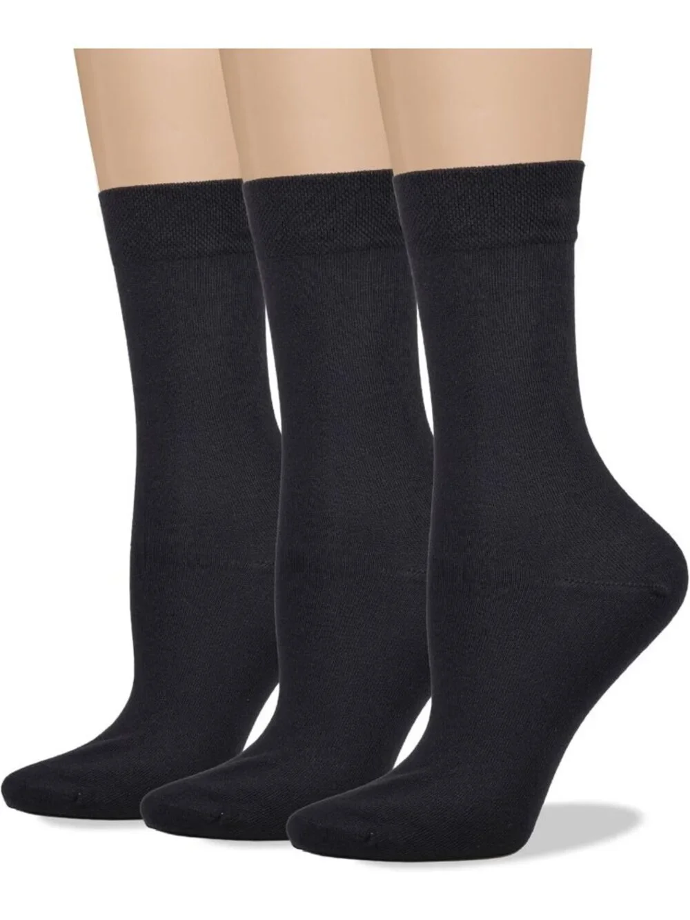 Soft Combed Cotton Seamless Toe Socks for Women - Black, White, Navy Options